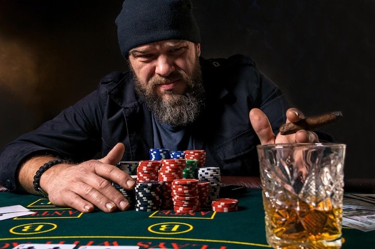 Antarmuka meja blackjack live dengan dealer, kartu, dan kontrol taruhan pemain